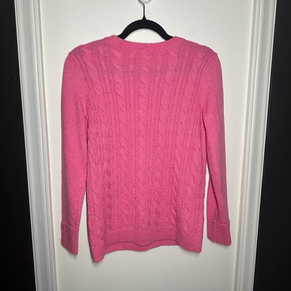 Talbots Womens Pink Confetti Cable Knit Button Sleeve Sweater Size Medium Petite - Picture 6 of 8
